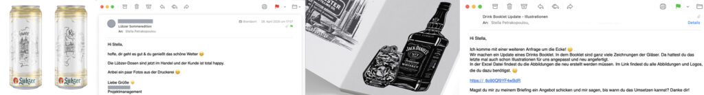 Abbildung zweier Produkte mit jeweils E-Mail Feedback